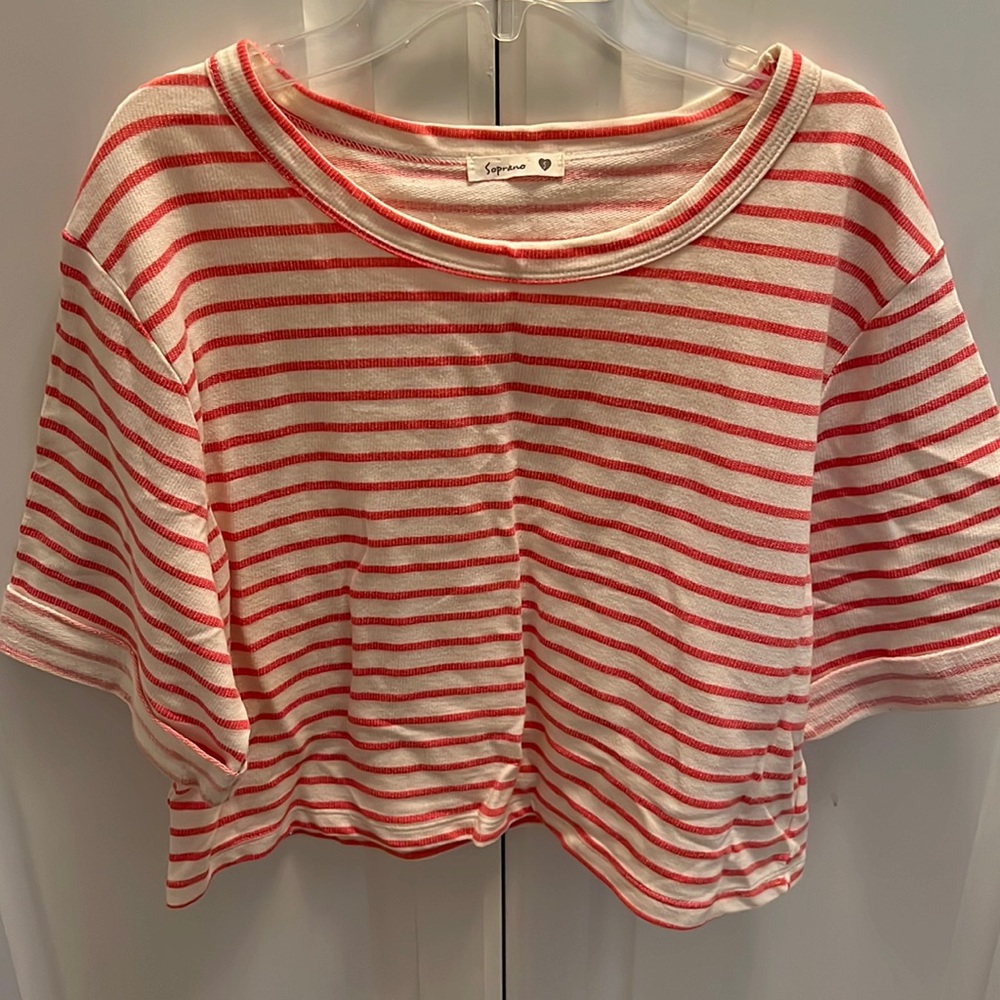 Soprano Cropped Striped Top Size S